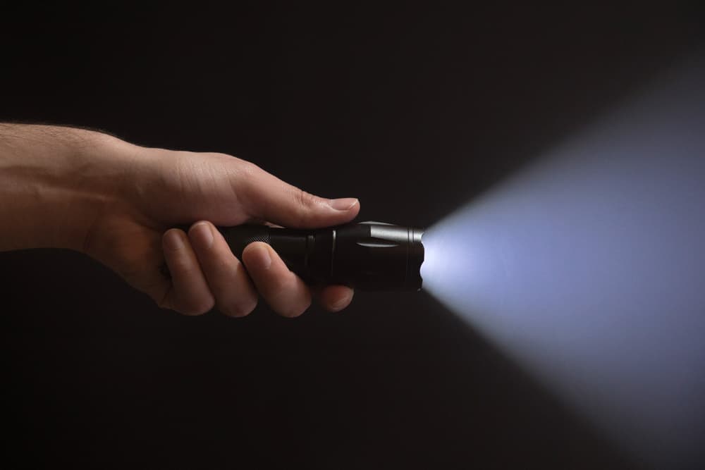 Black flashlight with wide beam