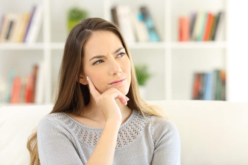 portrait of a woman thinking